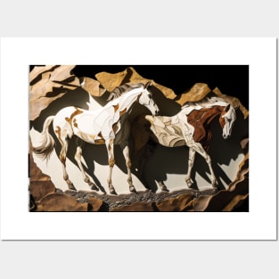 Two Horses Standing on the Cliff Side Posters and Art